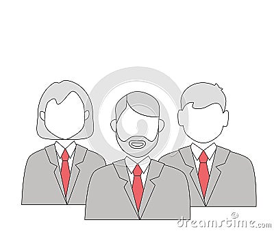 Business team. people in business attire in construction helmets. icons vector illustration. Vector Illustration
